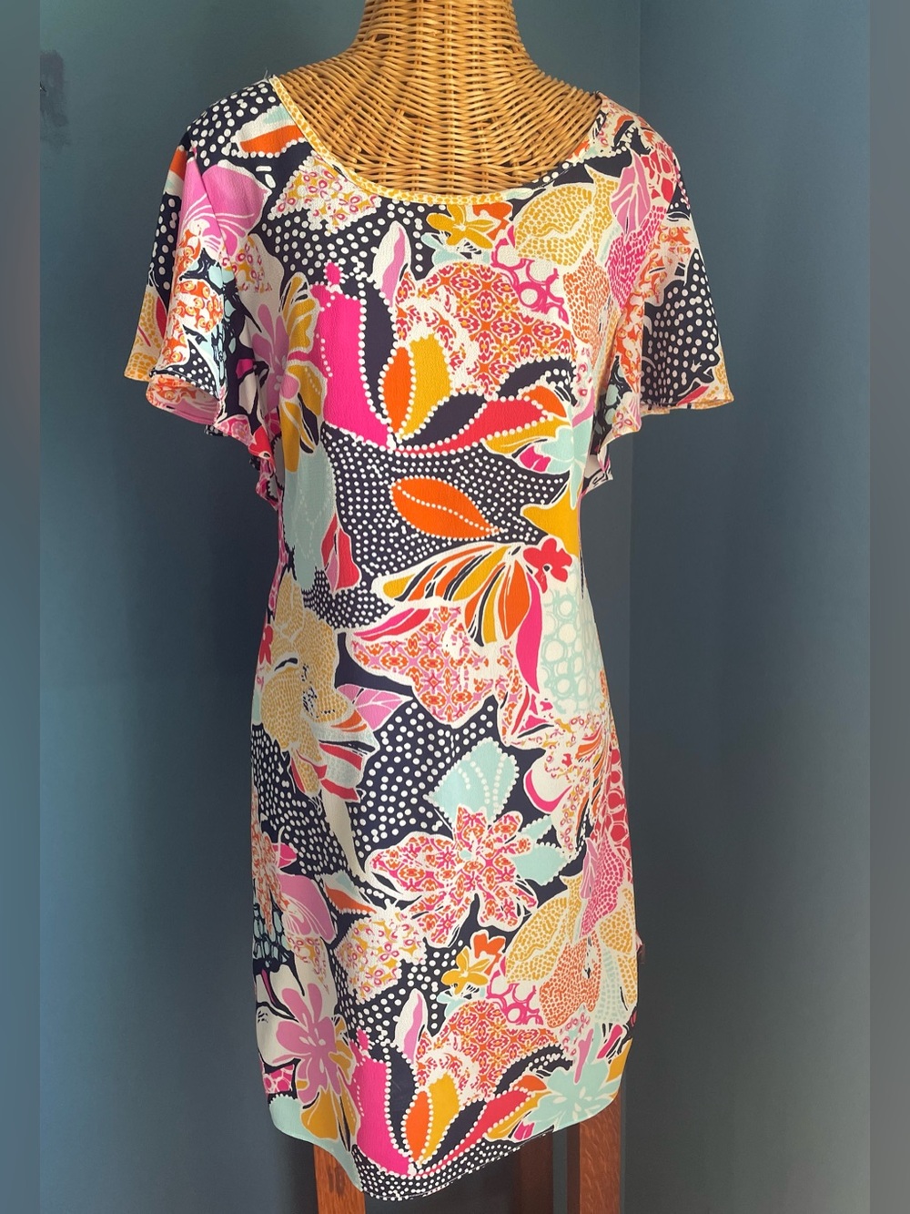MSK Women’s Floral Shift Dress Scoop Neck Lightweight Short Sleeve Lined Size 10